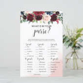 Burgundy navy floral wat er in je handtas zit (Staand voorkant)