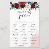 Burgundy navy floral wat er in je handtas zit (Voorkant)