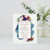 Burgundy Navy Floral Waterverf Wedding (Staand voorkant)