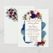 Burgundy Navy Floral Waterverf Wedding Budget (Voorkant / Achterkant)