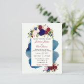 Burgundy Navy Floral Waterverf Wedding Budget (Staand voorkant)