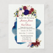 Burgundy Navy Floral Waterverf Wedding Budget (Voorkant)