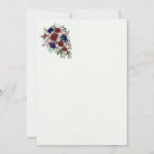 Burgundy Navy Floral Waterverf Wedding Kaart (Achterkant)