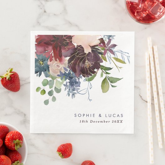 Burgundy & Navy Floral Wedding Servet (Insitu)