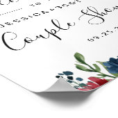 Burgundy Navy Floral Welcome COUPLE SHOWER Sign Poster (Hoek)