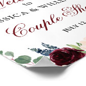 Burgundy Navy Floral Welcome Couple Shower Sign Poster (Hoek)