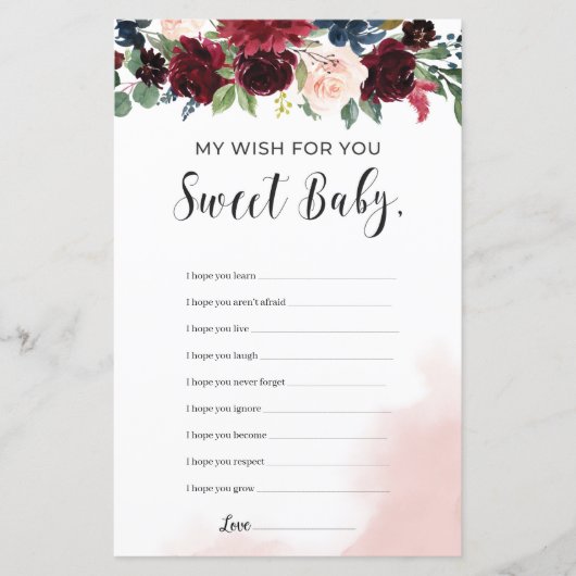 Burgundy navy floral wil baby spel (Voorkant)