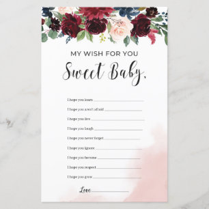 Burgundy navy floral wil baby spel