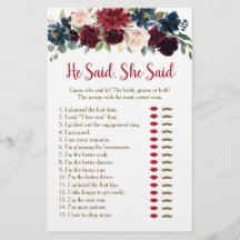 Burgundy & Navy Floral zei dat ze Game zei