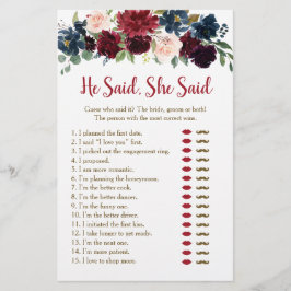 Burgundy & Navy Floral zei dat ze Game zei