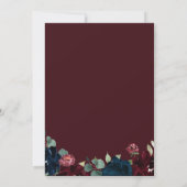Burgundy & Navy Flowers Bridal Shower Invitation Kaart (Achterkant)