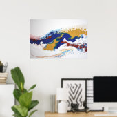 Burgundy Navy Fluid Marble Acrylic Art Abstract Poster (Thuiskantoor)