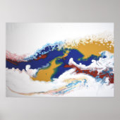 Burgundy Navy Fluid Marble Acrylic Art Abstract Poster (Voorkant)