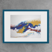 Burgundy Navy Fluid Marble Acrylic Art Abstract Poster