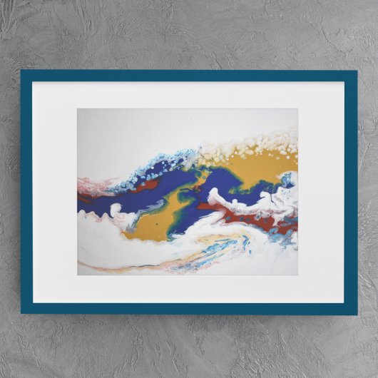 Burgundy Navy Fluid Marble Acrylic Art Abstract Poster
