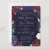 Burgundy Navy Garden Wedding Kaart (Voorkant)