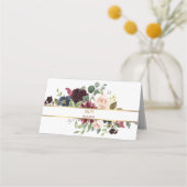 Burgundy Navy Gold Boho Wedding Folded Plaatskaartje (Achterkant)