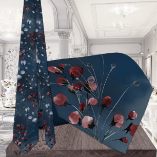 Burgundy Navy Greenery Elegant Wedding Stropdas