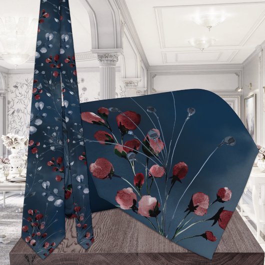 Burgundy Navy Greenery Elegant Wedding Stropdas