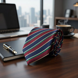 Burgundy Navy Groen Klassieke Gestreepte Stropdas