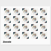 Burgundy & Navy  Memorial Funeral Square Sticker (Vel)