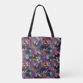 Burgundy Navy Mustard Waterverf Flowers Monogram Tote Bag (Achterkant)