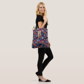 Burgundy Navy Mustard Waterverf Flowers Monogram Tote Bag (Op model)