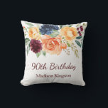 Burgundy Navy Peach Floral 90th Birthday Party Kussen<br><div class="desc">Burgundy Navy Peach Floral 90th Birthday Party Gift Sierkussen Cushion Bekijk passend collectie in Niche en Nest Store</div>