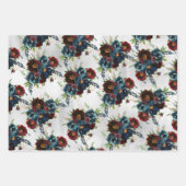 Burgundy Navy Peony en Rozen Bouquet Inpakpapier Vel (Voorkant 2)