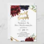 Burgundy Navy Peony Gold Bridesmaids Luncheon Kaart (Voorkant)
