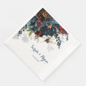 Burgundy Navy Peony Sparging Gold Shadow Servet (Hoek)