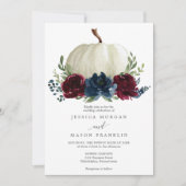 Burgundy Navy Pumpkin Herfst Floral Wedding Kaart (Voorkant)