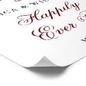 Burgundy Navy Roze Bloemige Trouw Welkom Poster (Hoek)