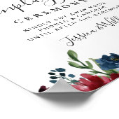 Burgundy Navy Roze Ongeklede Trouwceremonie Poster (Hoek)