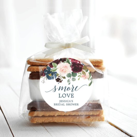 Burgundy Navy S'More Love - Favor Stickers