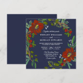 Burgundy & Navy Spring Summer Fall Wedding Invite Kaart (Voorkant / Achterkant)