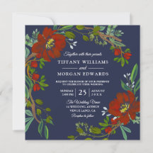 Burgundy & Navy Spring Summer Fall Wedding Invite