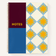 Burgundy Navy Sunburst Diamond Notitieboek - L