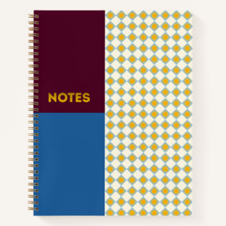 Burgundy Navy Sunburst Diamond Notitieboek - S