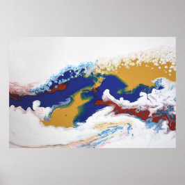 Burgundy Navy Vloeibare Marmer Acryl Kunst Abstrac Poster