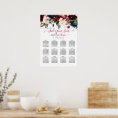 BURGUNDY NAVY WATERVERF FLOWERS SEINGESCHART POSTER (Keuken)