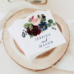 Burgundy Navy Weddenschap Napkin Cocktail Napkin Servet<br><div class="desc">Deze luiers zijn perfect voor elke gebeurtenis! Bewerk de namen en de datum eenvoudig! Geweldig voor bruiloften,  verjaardagsfeestjes,  coupplegers,  baby showers - noem maar op!</div>