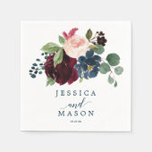 Burgundy Navy Weddenschap Napkin Cocktail Napkin Servet (Voorkant)