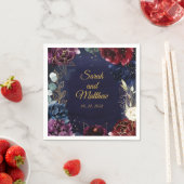 Burgundy Navy Wedding 5" Square Cocktail Napkins Servet (Insitu)