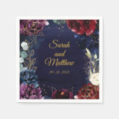 Burgundy Navy Wedding 5" Square Cocktail Napkins Servet (Voorkant)