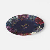 Burgundy Navy Wedding 7 Inch Luncheon Papieren Bordje (Gekanteld)