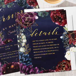 Burgundy Navy Wedding Details II Enclosure Informatiekaartje