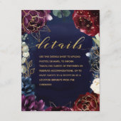 Burgundy Navy Wedding Details II Enclosure Informatiekaartje (Voorkant)