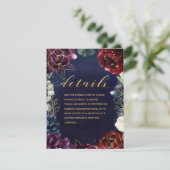 Burgundy Navy Wedding Details II Enclosure Informatiekaartje (Staand voorkant)
