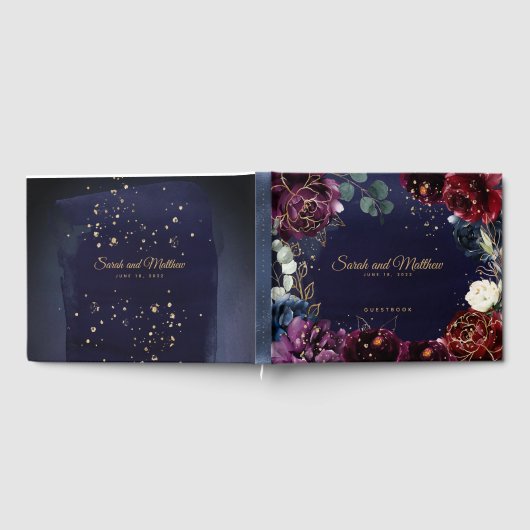 Burgundy Navy Wedding Gastenboek (Volledig)
